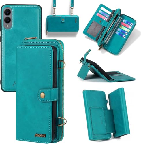 Dibosom Abnehmbare 2-in-1-Schutzhülle für Samsung Galaxy S25 Ultra mit Handschlaufe, Schultergurt, 9 Kartenfächer, Reißverschluss, Handyhülle für S25Ultra 25S S 25 25Ultra 6.9 2025, Blau von Dibosom