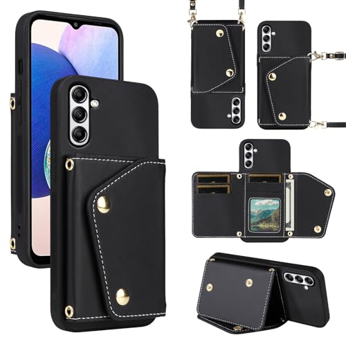 Dibosom Luxuriöse Schutzhülle für Samsung Galaxy S25 Plus S25+ 5G, mit dünnem, schlankem Klappetui und Schultergurt, Kreditkartenfach, Ständer, Handyhülle, für S25Plus 25S + S 25 25+ SM-S936U, Schwarz Dibosom Luxuriöse Schutzhülle für Samsung Galaxy S25 Plus S25+ 5G, mit dünnem, schlankem Klappetui und Schultergurt, Kreditkartenfach, Ständer, Handyhülle, für S25Plus 25S + S 25 25+ SM-S936U, Schwarz von Dibosom