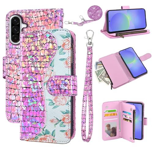 Dibosom Schutzhülle für Samsung Galaxy S25 5G mit Handschlaufe, Schultergurt, Klapp-Reißverschluss, Kartenhalter, luxuriöses PU-Leder, Ständer, glitzernd, glitzernd, Rosa Dibosom Schutzhülle für Samsung Galaxy S25 5G mit Handschlaufe, Schultergurt, Klapp-Reißverschluss, Kartenhalter, luxuriöses PU-Leder, Ständer, glitzernd, glitzernd, Rosa von Dibosom