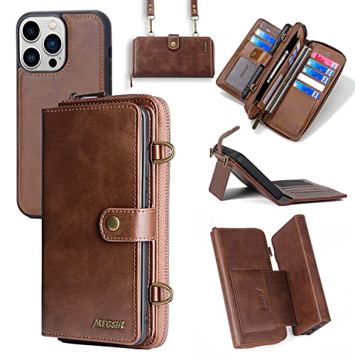 Kompatibel mit iPhone 13 Pro 6,1 Zoll Wallet Case Crossbody Schultergurt Kartenhalter Zelle Multifunktion 2 in 1 Abnehmbare Magnetische Handyhülle für iPhone 13Pro 5G i iPhone i13 iPhone 13 13Pro von Dibosom