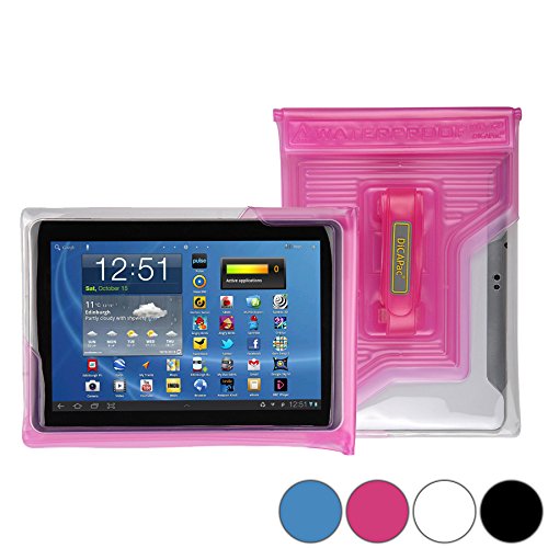 DiCAPac WP-T20 Universelle, wasserdichte Hülle für Apple iPad 1 / 2 / 3 / 4, Air 1 / 2 Tablets in Pink (Doppel-Klettverschluss, IPX8-Zertifizierung zum Schutz vor Wasser bis 5 m Tiefe; integrierter Airbag treibt auf dem Wasser & schützt das Gerät; extraklare Polycarbonat-Fotolinse; integrierte Handschlaufe) von DicaPac