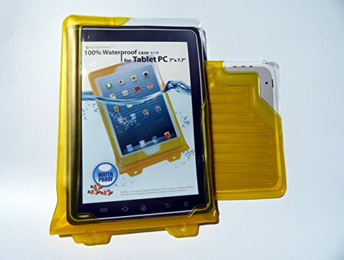 DiCAPac WP-T7 Universelle, wasserdichte Hülle für Archos 70 Xenon /70b Cobalt /79 Platinum /79 Xenon in Gelb (Doppel-Klettverschluss, IPX8-Zertifizierung zum Schutz vor Wasser bis 5 m Tiefe; integriertes Luftkissen treibt auf dem Wasser & schützt das Gerät; extraklare Polycarbonat-Fotolinse; inklusive Trageriemen) von DicaPac