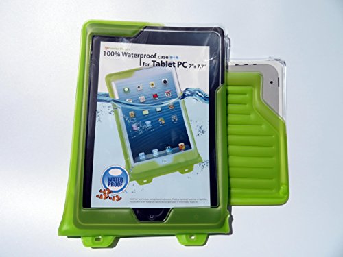 DiCAPac WP-T7 Universelle, wasserdichte Hülle für Maxwest Tab Phone 72DC / Nitro Phablet 71 in Grün (Doppel-Klettverschluss, IPX8-Zertifizierung zum Schutz vor Wasser bis 5 m Tiefe; integriertes Luftkissen treibt auf dem Wasser & schützt das Gerät; extraklare Polycarbonat-Fotolinse; inklusive Trageriemen) von DicaPac