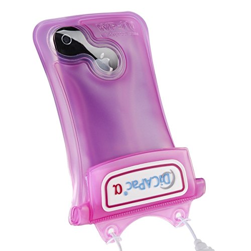 DiCAPac WP-i10 Unterwassertasche (iPhone, bis 10m wasserdicht, Schutz vor Wasser, Sand und Schnee, Schutzhülle, geeignet für iPhone SE / 5 / 4S / 4, iPod und andere kompakte Smartphones bis 12,5 x 7cm) pink von DicaPac
