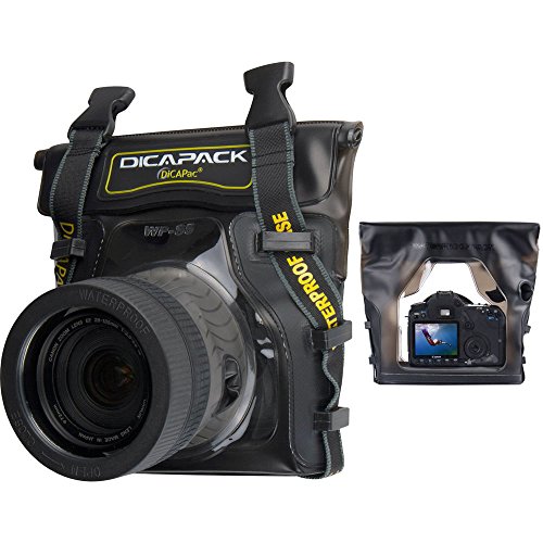 DiCAPac WP-S5 Wasserdichte Kameratasche mit Objektiv, Unterwassergehäuse, Wasserschutz bis zu 5 Meter Tiefe, schwarz und dunkelbraun von Dicapac