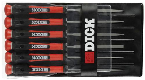 Dick 2160142-2K Nadelfeilen-Satz 6-teilig mit schwarz/roten Griffen, 140 mm, Hieb 2, Länge 140mm 1 von Dick