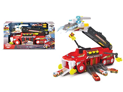 Dickie Toys - Feuerwehrauto groß (55 cm) - Rescue Hybrids für Kinder mit Wasser-Spritzfunktion, ausziehbarer Leiter, Licht & Sound + 2 kleine Fahrzeuge, 203799000, Mehrfarbig von Dickie Toys