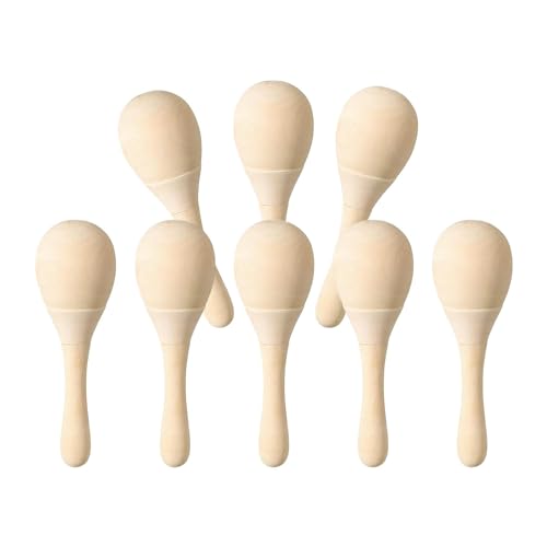 Dickly 8x Holz-Maracas, handbemalte Maracas, Mini-DIY-Handpercussion-Rasseln, unvollendete leere Maracas zum Bemalen von Feiertagen, Geburtstagen, S von Dickly