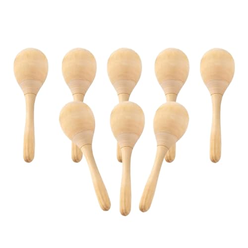 Dickly 8x Holz-Maracas, handbemalte Maracas, Mini-DIY-Handpercussion-Rasseln, unvollendete leere Maracas zum Bemalen von Feiertagen, Geburtstagen, m von Dickly