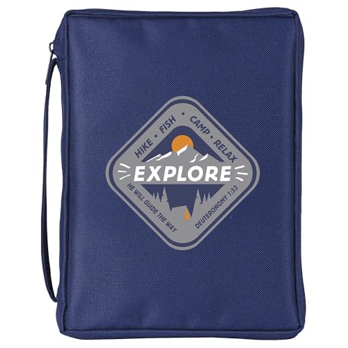 Dicksons Explore He Will Guide The Way Deuteronomy 1:33 Navy Blue 600 Denier Polyester Canvas Zip Close Bibelhülle 26 x 18 x 5 cm von Dicksons