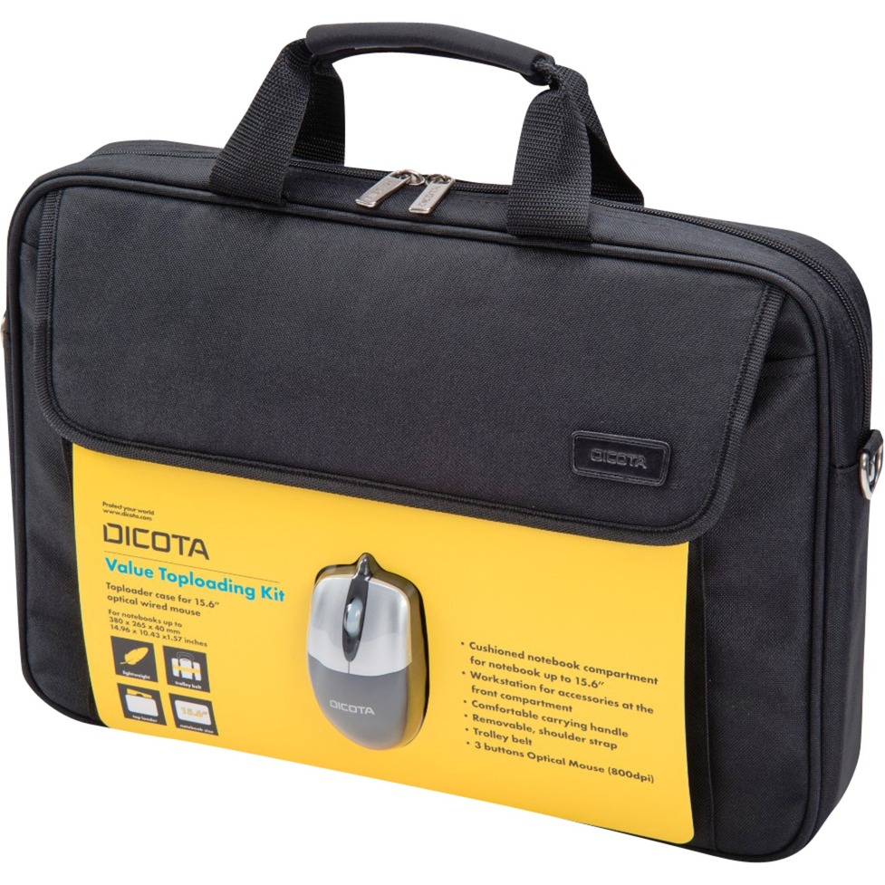 Value Toploading Kit mit kabelgebundener Maus, Notebooktasche von Dicota