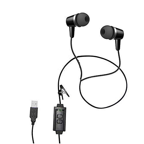 Dictation-Tools Transkription Headset für entspanntes Arbeiten - Stereo In-Ear USB PC Headset - Plug & Play Headset mit Dämmung & Lautstärkeregler - Business Headset, Kabelgebunden 3m Nylonverstärkt von Dictation-Tools