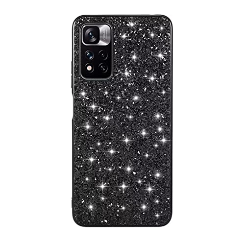 Didan Glitzer Hülle für Xiaomi Redmi Note 10S Schwarz Glänzend Funkelnd Bling Galvanisier Rahmen Ultradünne Stoßfest Rückseite Tasche Handyhülle Schutzhülle von Didan