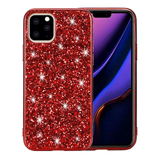 Didan Glitzer Hülle für iPhone 14 Rot Glänzend Funkelnd Bling Galvanisier Rahmen Ultradünne Stoßfest Rückseite Tasche Handyhülle Schutzhülle von Didan