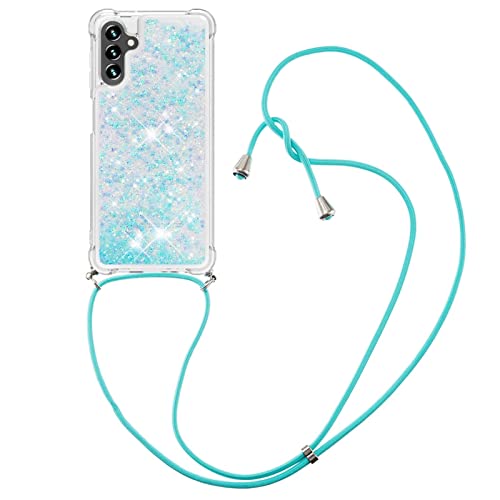 Didan Handykette Hülle für Samsung Galaxy A14 5G,Durchsichtig Glitzer Treibsand Flüssigkeit Silikon Handykordel Necklace Schutzhülle Handyhülle mit Umhängeband von Didan