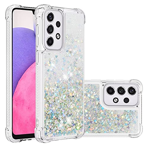 Didan Nadoli Glitzer Treibsand Hülle für Samsung Galaxy A53 5G,Silikon Stoßfest Handyhülle Transparent TPU Bumper Schutzhülle Flüssig Durchsichtig Quicksand Case von Didan