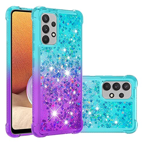 Didan Nadoli Glitzer Treibsand Hülle für Samsung Galaxy A72 5G/4G,Silikon Stoßfest Gradient Bunt Wasserfall Handyhülle Transparent Bumper Schutzhülle Flüssig Durchsichtig Case von Didan