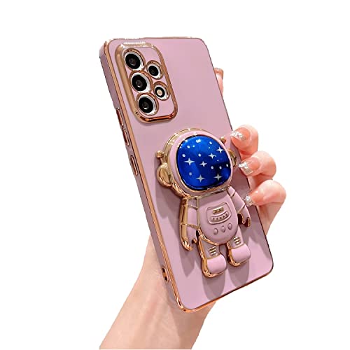 Didan Nadoli für Samsung Galaxy A13 4G Blau Stern Astronaut Versteckt Ständer Hülle,Karikatur Ultra Dünn Überzug Galvanisierte Astronaut Ständer Weiche Silikon Kratzfest Handyhülle Schutzhülle von Didan