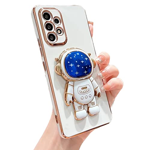 Didan Nadoli für Samsung Galaxy A13 5G Blau Stern Astronaut Versteckt Ständer Hülle,Karikatur Ultra Dünn Überzug Galvanisierte Astronaut Ständer Weiche Silikon Kratzfest Handyhülle Schutzhülle von Didan