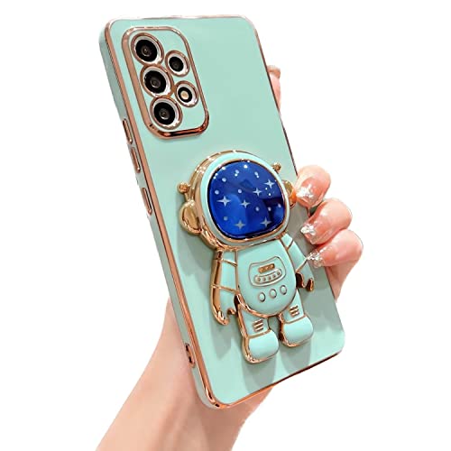 Didan Nadoli für Samsung Galaxy A53 5G Blau Stern Astronaut Versteckt Ständer Hülle,Karikatur Ultra Dünn Überzug Galvanisierte Astronaut Ständer Weiche Silikon Kratzfest Handyhülle Schutzhülle von Didan