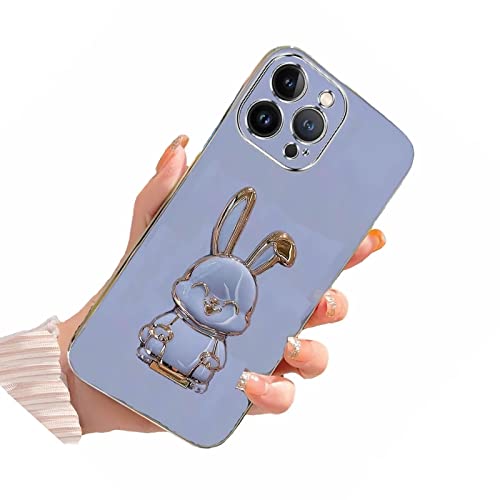 Didan Nadoli für iPhone 7/8/SE 2020/2022 Hase Versteckt Ständer Hülle,Karikatur Ultra Dünn Überzug Galvanisierte Teleskopisch Kaninchen Ständer Weiche Silikon Kratzfest Handyhülle Schutzhülle von Didan
