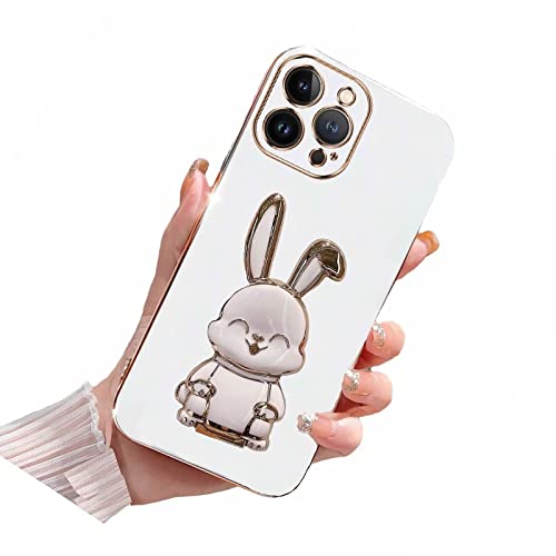Didan Nadoli für iPhone 7/8/SE 2020/2022 Hase Versteckt Ständer Hülle,Karikatur Ultra Dünn Überzug Galvanisierte Teleskopisch Kaninchen Ständer Weiche Silikon Kratzfest Handyhülle Schutzhülle von Didan