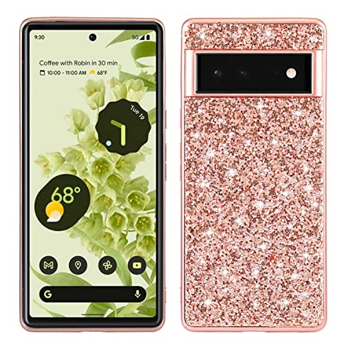 Didan Nadoli Glitzer Hülle für Google Pixel 6A Roségold Glänzend Funkelnd Bling Galvanisier Rahmen Ultradünne Stoßfest Rückseite Tasche Handyhülle Schutzhülle Didan Nadoli Glitzer Hülle für Google Pixel 6A Roségold Glänzend Funkelnd Bling Galvanisier Rahmen Ultradünne Stoßfest Rückseite Tasche Handyhülle Schutzhülle von Didan