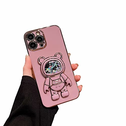 Nadoli für Samsung Galaxy A53 5G Treibsand Bär Astronaut Versteckt Ständer Hülle,Karikatur Glitzer Überzug Galvanisierte Astronaut Ständer Weiche Silikon Kratzfest Handyhülle Schutzhülle von Didan