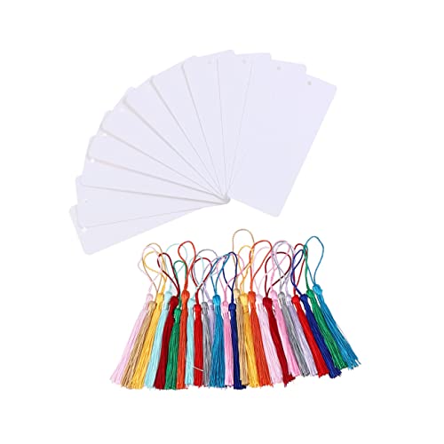 Didiseaon 24 Stück Leeres Lesezeichen Lesezeichenfarbe Lesezeichen Mit Quasten Blanko-lesezeichenkartenvorrat Basteln Leere Lesezeichen Papier Party Stichworte Schild Einfach Weiß von Didiseaon