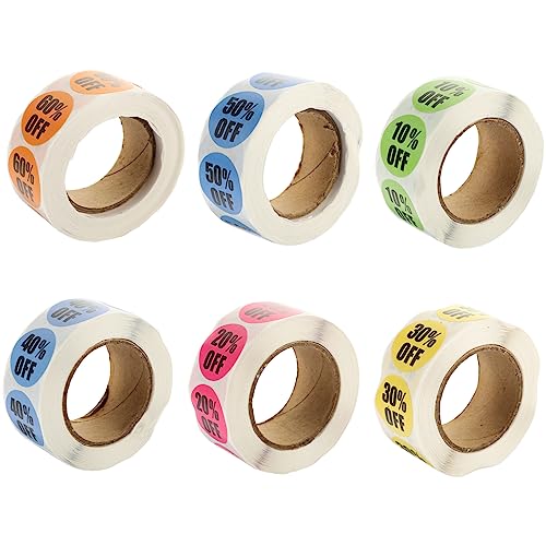 Didiseaon 6 Rollen Logo-Aufkleber Vinyl groß für Zeichen farbig Für den Wiederverkauf mit Display Prozentaufkleber Supermarkt-Etikettenaufkleber leere Preisschilder verkauf aufkleber Papier von Didiseaon