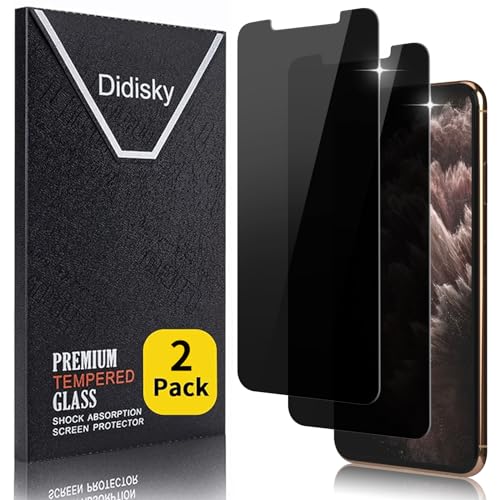 Didisky 2 Stück Displayschutzfolie aus gehärtetem Glas, für iPhone 11 Pro Max, iPhone XS Max 6,7 Zoll, Anti-Fingerabdruck, blasenfrei, leicht zu reinigen, 9H Härte von Didisky