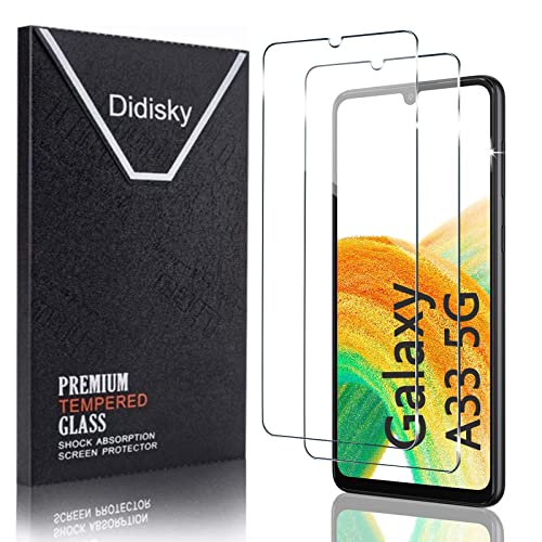Didisky [2 Stück Schutzfolie Kompatibel mit Samsung Galaxy A33 5G, 9H Hartglas, Keine Blasen, High Definition Schutzfolie, Einfach anzuwenden von Didisky
