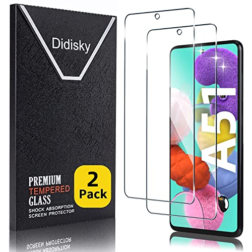 Didisky [2 Stück Schutzfolie Kompatibel mit Samsung Galaxy A51,9H Hartglas, Keine Blasen, High Definition Schutzfolie, Einfach anzuwenden, Fall-freundlich von Didisky