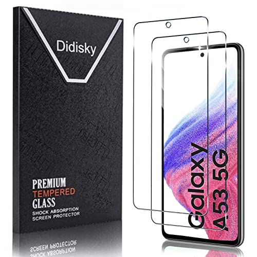 Didisky 2 Stück Schutzfolie Kompatibel mit Samsung Galaxy A53 5G,Entsperren von Fingerabdrücken,9H Hartglas, Keine Blasen, High Definition Schutzfolie, Einfach anzuwenden, Fall-freundlich von Didisky