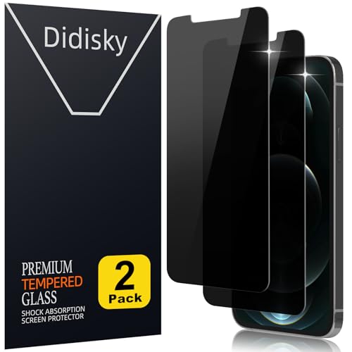 Didisky 2 Stück Sichtschutz Displayschutzfolie Kompatibel mit iPhone 12 Pro Max 6.7 Zoll, Anti-Spy Glas Schutzfolie, Einfach anzuwenden, 9H Hartglas, Keine Blasen von Didisky