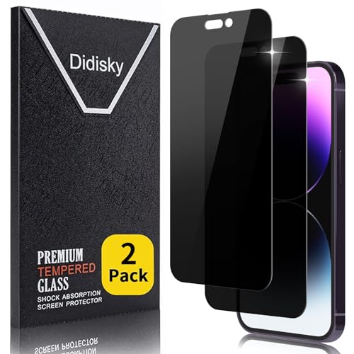 Didisky 2 Stück Sichtschutz Displayschutzfolie Kompatibel mit iPhone 14 Pro, Anti-Spy Glas Schutzfolie, Einfach anzuwenden, 9H Hartglas, Keine Blasen Didisky 2 Stück Sichtschutz Displayschutzfolie Kompatibel mit iPhone 14 Pro, Anti-Spy Glas Schutzfolie, Einfach anzuwenden, 9H Hartglas, Keine Blasen von Didisky
