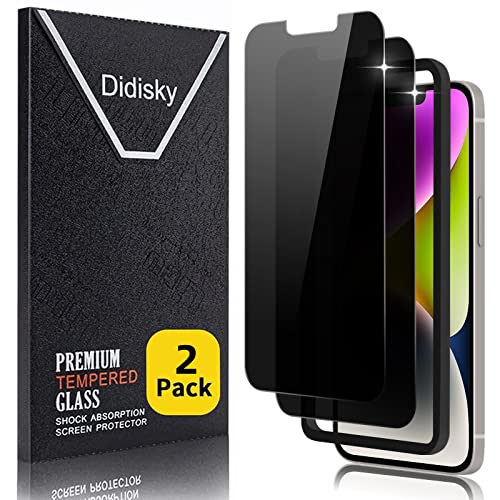 Didisky 2 Stück Sichtschutz Displayschutzfolie Kompatibel mit iPhone 14 plus, 13 Pro Max 6.7 Zoll, mit Installationswerkzeug, Anti-Spy Glas Schutzfolie, Einfach anzuwenden, 9H Hartglas, Keine Blasen von Didisky