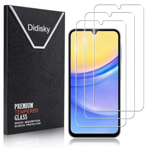 Didisky 3 Pack Panzerglas Schutzfolie für Samsung Galaxy A15, Schutzfolien für Handys, Kratzfest, 9H Ha5rdness, Keine Blasen, High Definition Displayschutzfolie, Einfach zu Bedienen Didisky 3 Pack Panzerglas Schutzfolie für Samsung Galaxy A15, Schutzfolien für Handys, Kratzfest, 9H Ha5rdness, Keine Blasen, High Definition Displayschutzfolie, Einfach zu Bedienen von Didisky