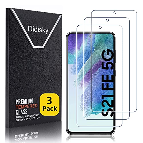 Didisky 3 Stück Schutzfolie Kompatibel mit Samsung Galaxy S21 FE 5G,Entsperren von Fingerabdrücken,9H Hartglas, Keine Blasen, High Definition Schutzfolie, Einfach anzuwenden, Fall-freundlich von Didisky