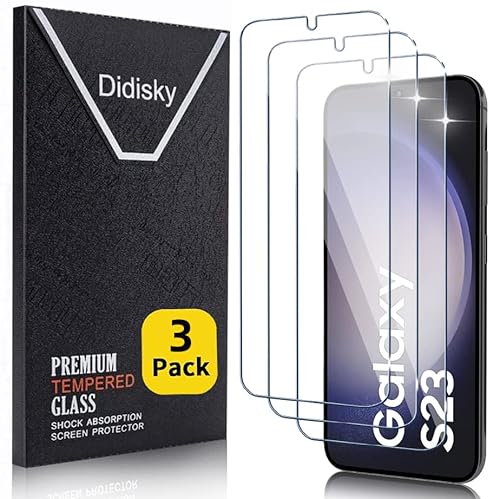 Didisky 3 Stück Schutzfolie Kompatibel mit Samsung Galaxy S23,Entsperren von Fingerabdrücken,9H Hartglas, Keine Blasen, High Definition Schutzfolie, Einfach anzuwenden, Fall-freundlich von Didisky