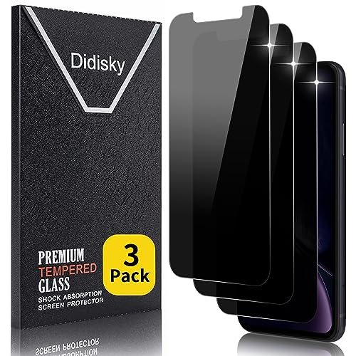 Didisky 3 Stück Sichtschutz Displayschutzfolie Kompatibel mit iPhone 11 / XR 6.1 Zoll, Anti-Spy Glas Schutzfolie, Einfach anzuwenden, 9H Hartglas, Keine Blasen von Didisky