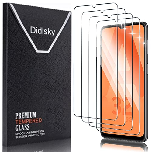 Didisky [4 Stück Schutzfolie Kompatibel mit Samsung Galaxy A32 5G,9H Hartglas, Keine Blasen, High Definition Schutzfolie, Einfach anzuwenden von Didisky