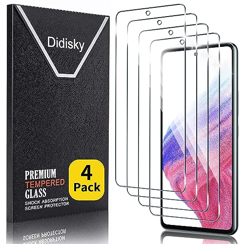 Didisky [4 Stück Schutzfolie Kompatibel mit Samsung Galaxy A53 5G, A52S 5G, A52 4G/5G, 9H Hartglas, Keine Blasen, High Definition Schutzfolie, Einfach anzuwenden von Didisky