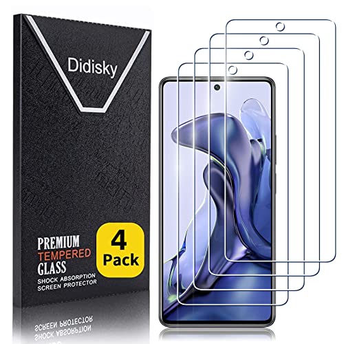 Didisky [4 Stück Schutzfolie Kompatibel mit Xiaomi 11T 5G / 11T Pro 5G,9H Hartglas, Keine Blasen, High Definition Schutzfolie, Einfach anzuwenden, Fall-freundlich von Didisky