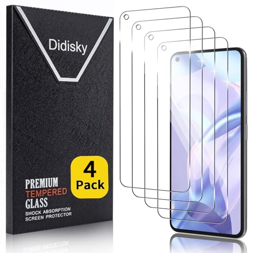 Didisky [4 Stück Schutzfolie Kompatibel mit Xiaomi Mi 11 Lite 4G / 5G / NE,9H Hartglas, Keine Blasen, High Definition Schutzfolie, Einfach anzuwenden, Fall-freundlich von Didisky