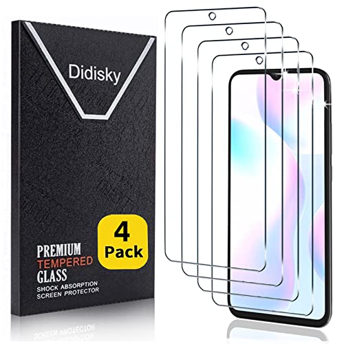 Didisky [4 Stück Schutzfolie Kompatibel mit Xiaomi Redmi 9A,Redmi 9C,9H Hartglas, Keine Blasen, High Definition Schutzfolie, Einfach anzuwenden, Fall-freundlich von Didisky