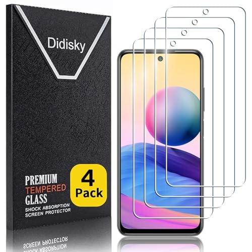 Didisky 4 Stück Schutzfolie Kompatibel mit Xiaomi Redmi Note 10 5G 6.5'', 9H Hartglas, Keine Blasen, High Definition Schutzfolie, Einfach anzuwenden, Fall-freundlich von Didisky