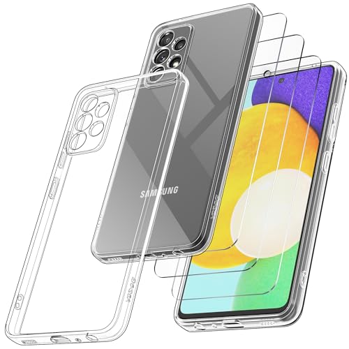 Didisky Klar Hülle für Samsung Galaxy A52 mit 3 Stück Schutzfolie, Durchsichtig Dünne Weiche TPU Silikon Case Cover Transparent von Didisky