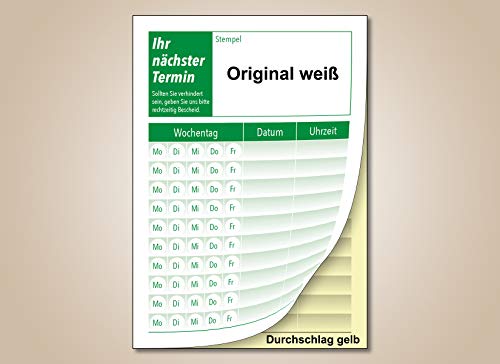 20 x Terminblock mit Durchschlag je 50 Terminzettel DIN A7 (grün) von Die Kalenderversender