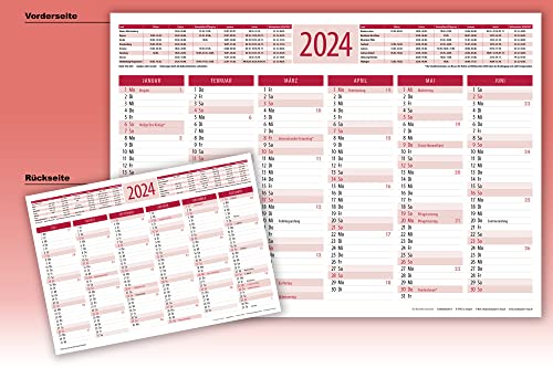 2024 Tischkalender Tafelkalender DIN A4 (rot) von Die Kalenderversender